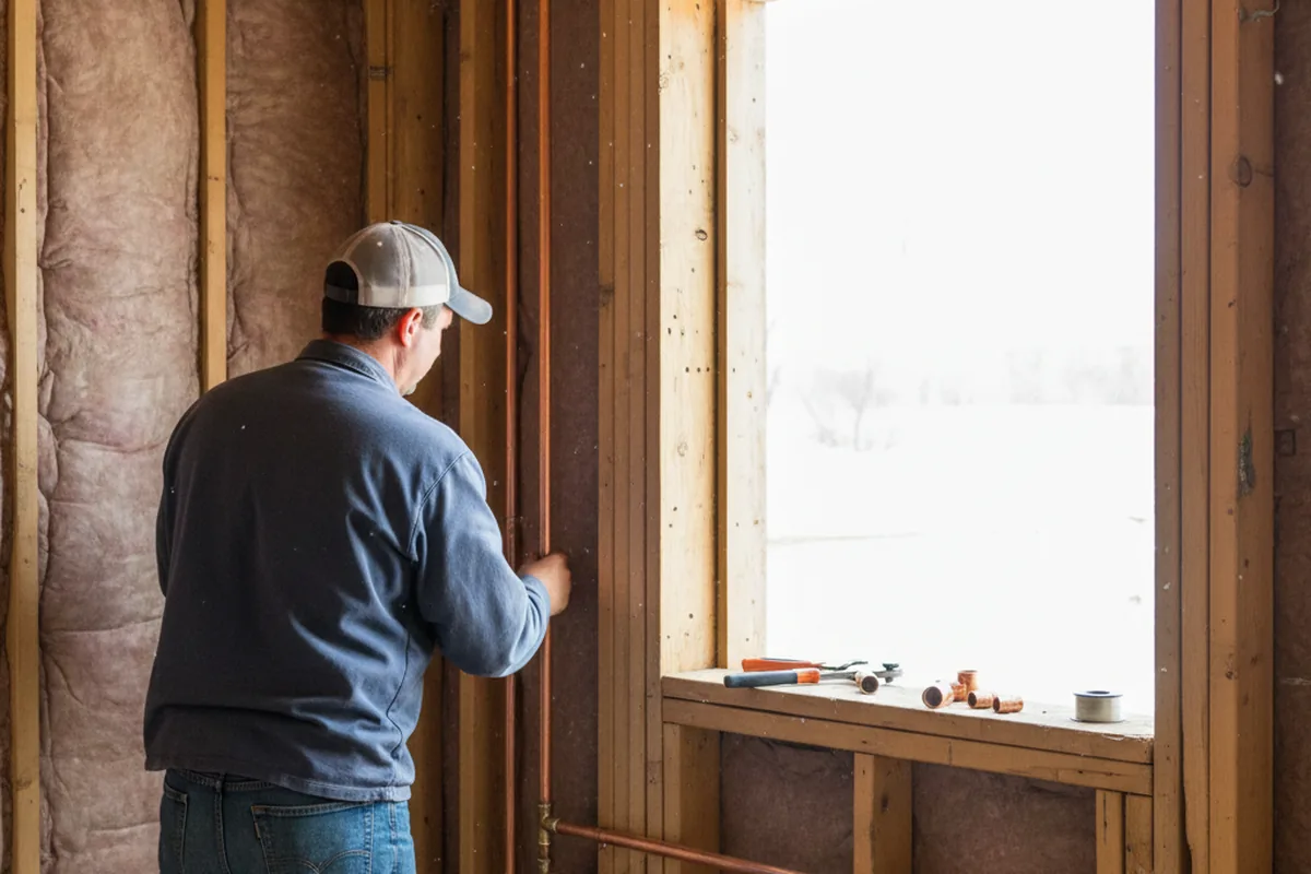 Licensed plumber running new copper supply lines in a Quitman home